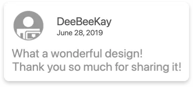 User comment praising design, dated June 28, 2019, by DeeBeeKay.