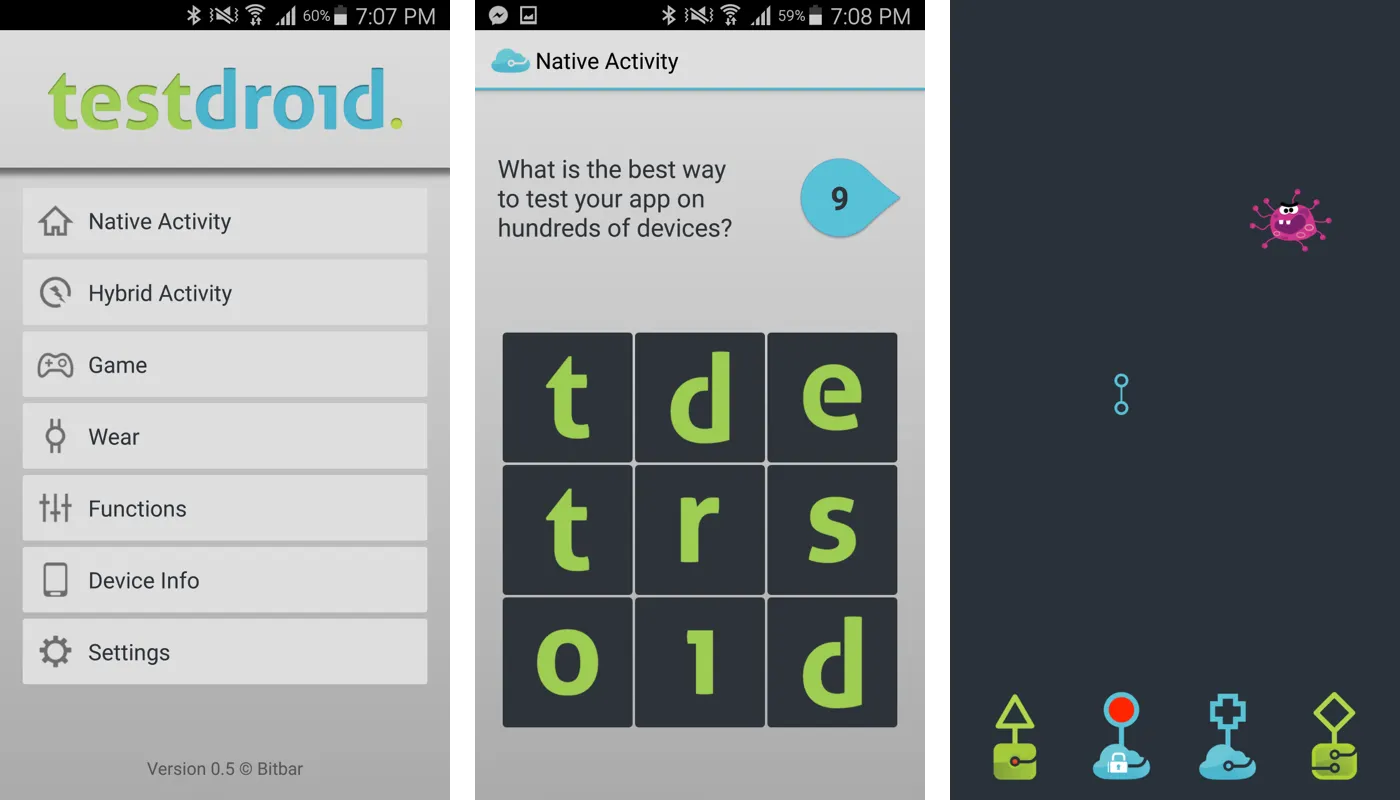 The Testroid tester Android app