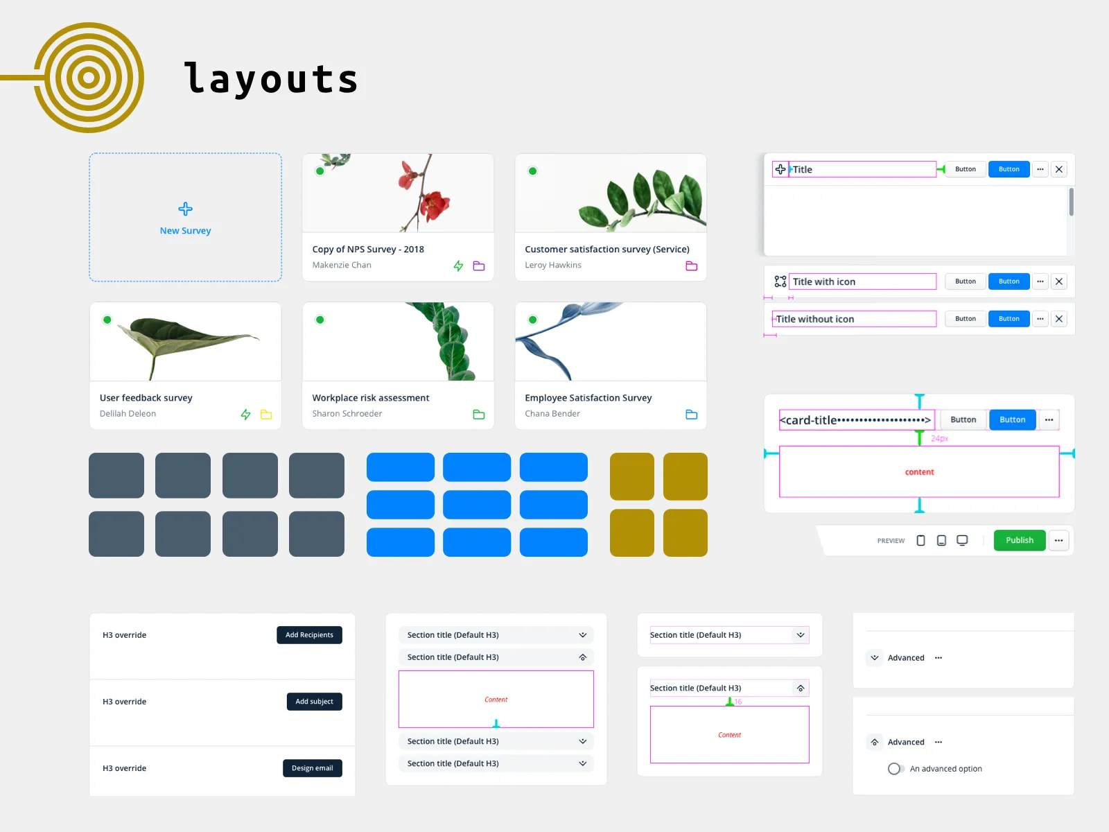 Layouts — rules for bringing components together into usable frames