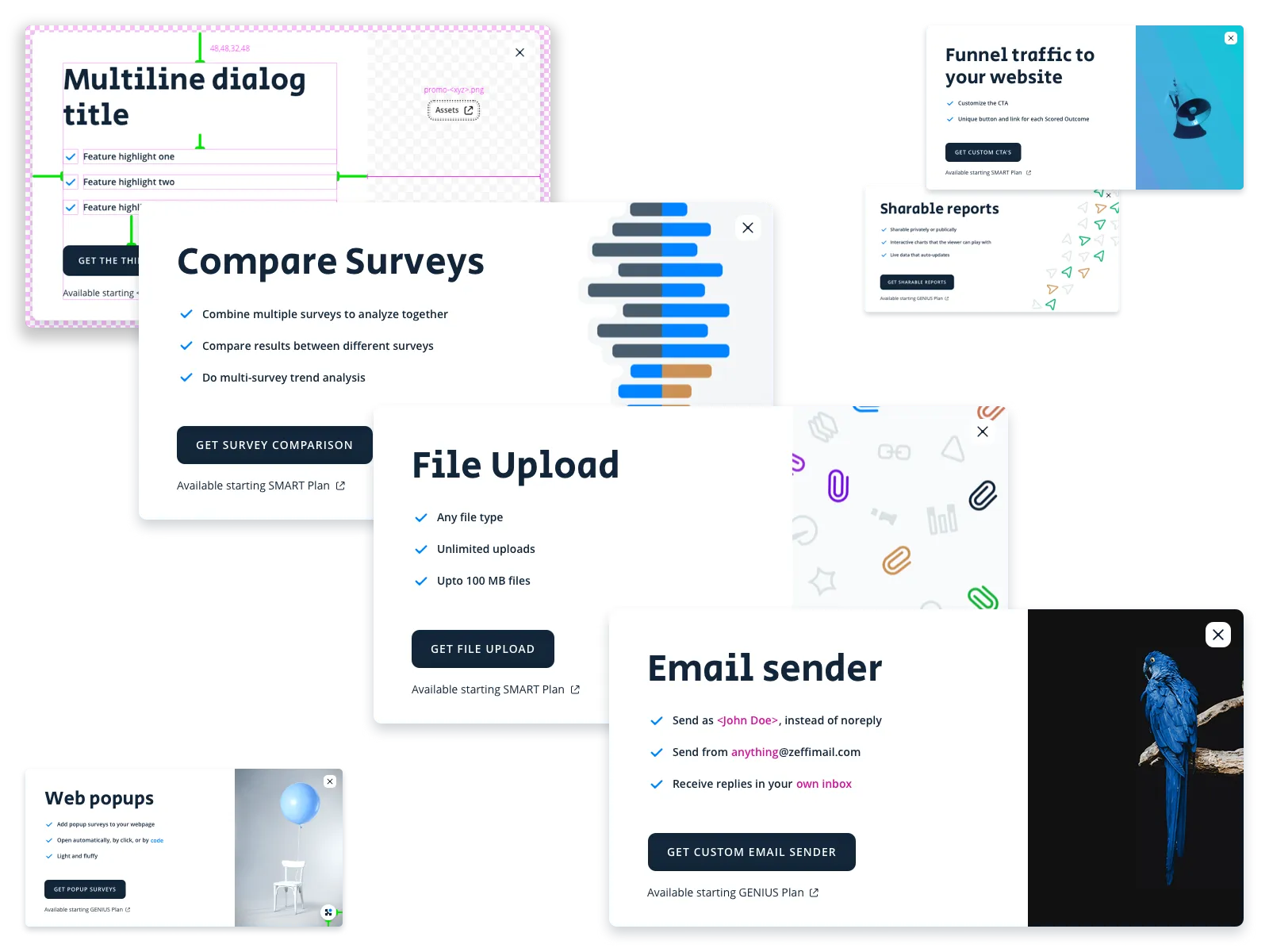 Upgrade dialog pattern — scalable, near plug-and-play component