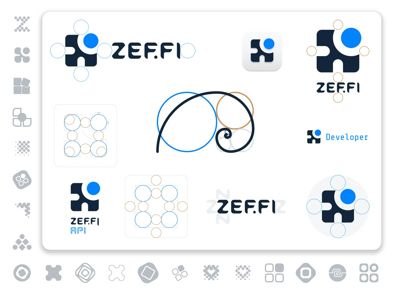 Logo design showing the four-quadrant graph-inspired mark with a warrior feel