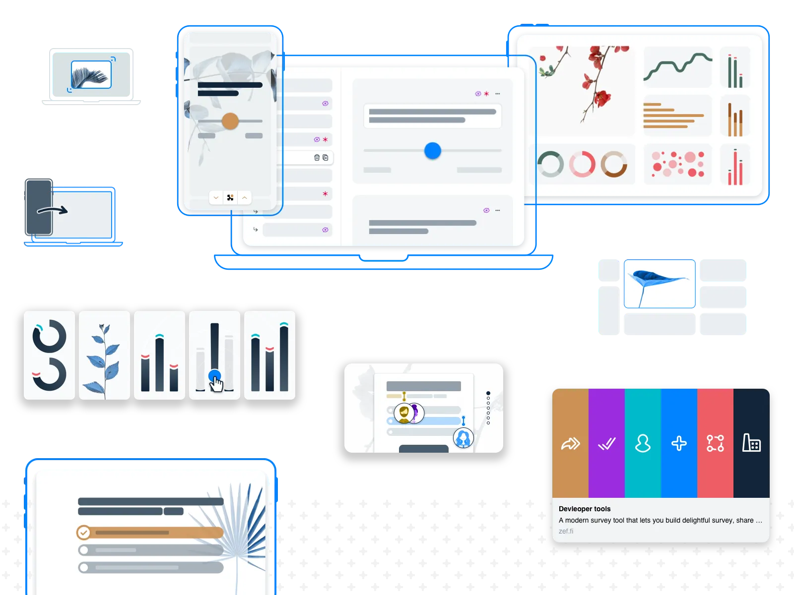 Illustration asset library sample showing custom brand illustrations