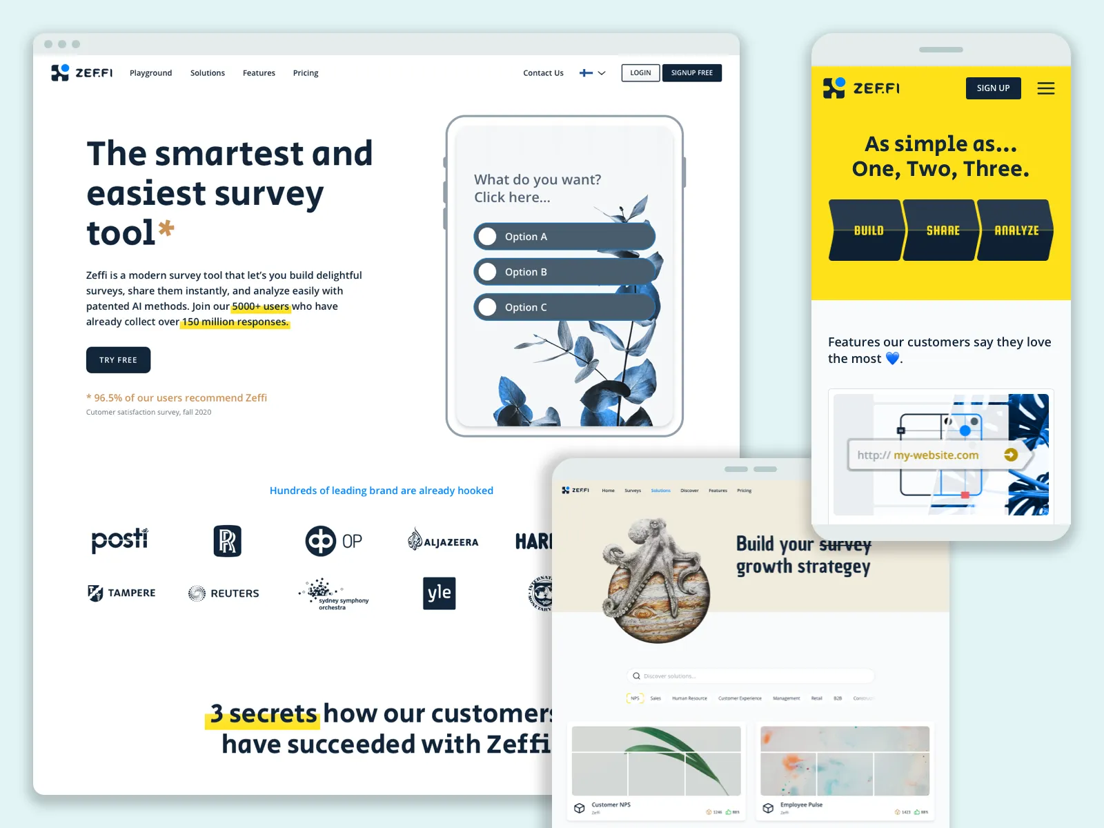 Overview of the redesigned Zeffi SaaS website