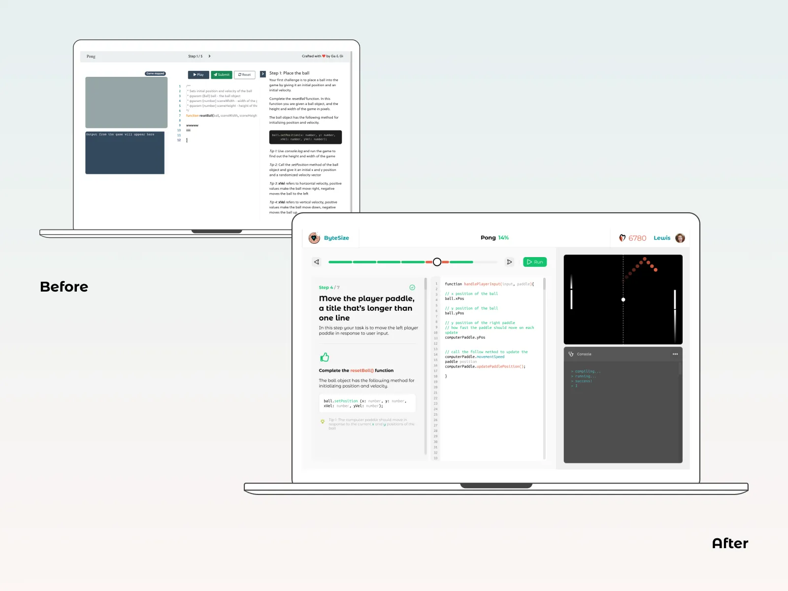 Before/after visual design